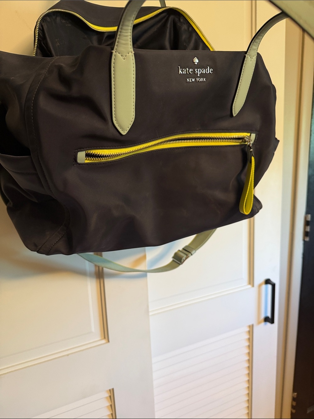 Kate Spade Nylon Travel Weekender Duffel Bag Navy Colorblock
